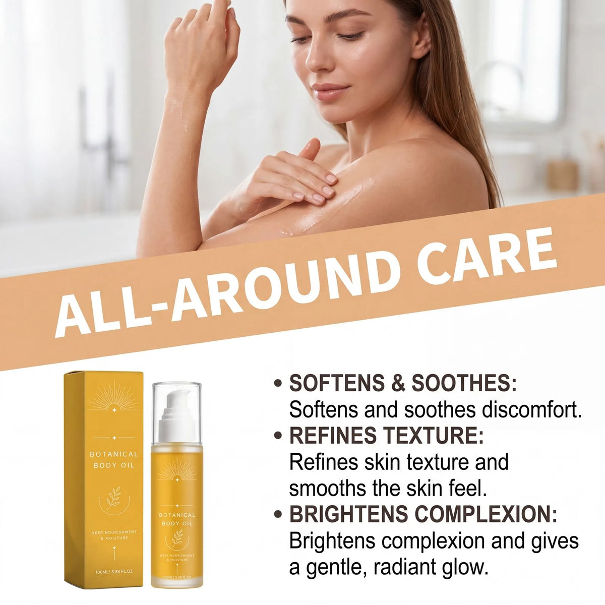 Body Oil Deep Nourishment Moisturizing Oil Smooth Skin All Season Body Care Non Greasy Fast Absorbing Daily Hydration 100ml