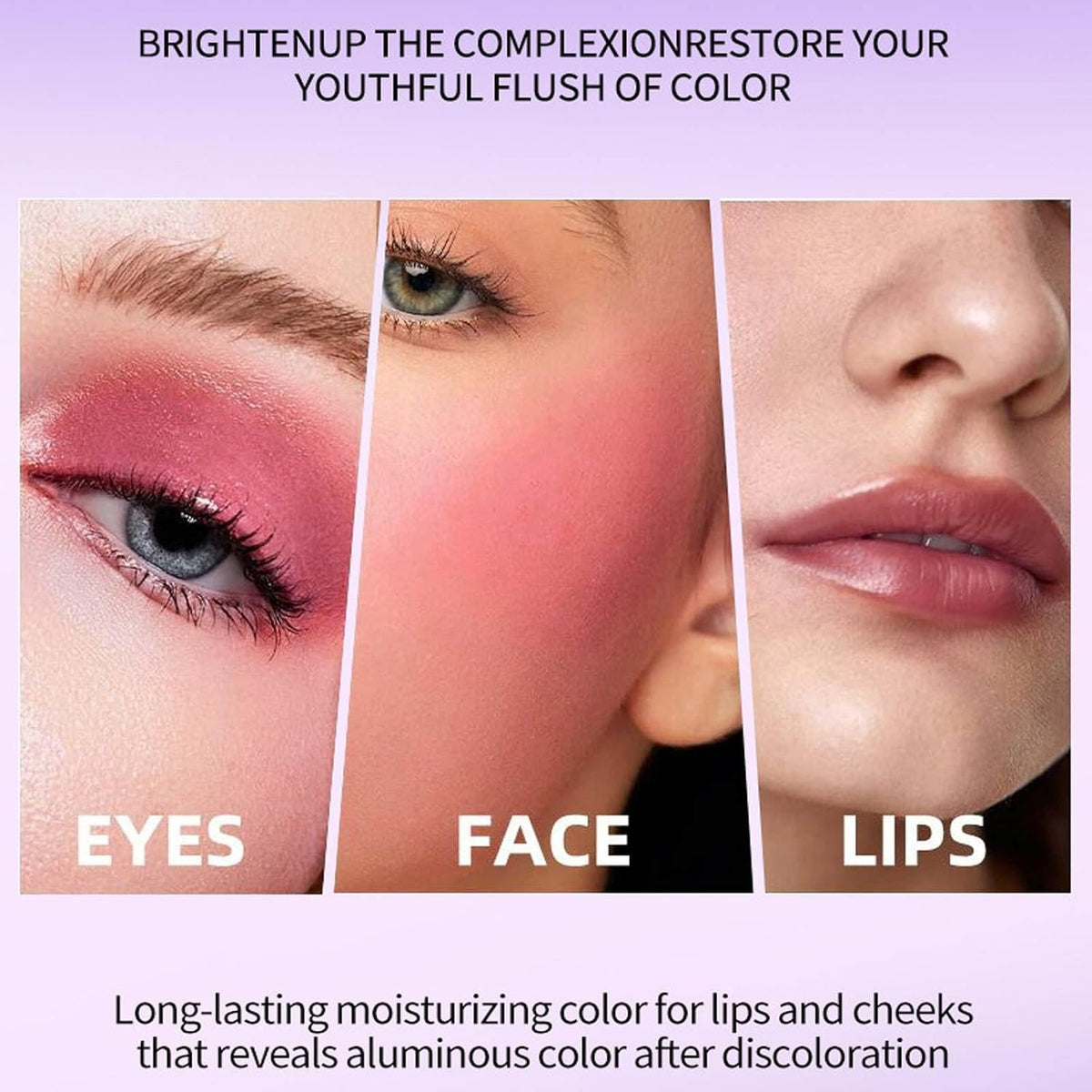 2Pcs Color Changing Cream Blush Stick, Ph Reactive Hydrating Tinted Moisture Stick for Cheeks, Lips and Eyes, Multi-Use Color-Adjusting Blush
