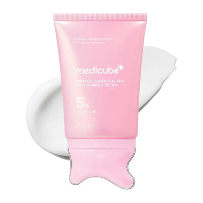 [NEW] [Medicube] PDRN Collagen Gua Sha Neck Wrinkle Cream | Built-In Gua Sha Massager with Volufiline 5% + PDRN | Firming, Contour Care for the Look of Fine Lines, Jawline, Neck, Décolleté,Underarms, Chest, Legs, Shoulder | Massage Cream | Korean Skincare