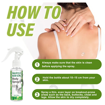 Salicylic Acid 0.5% Body Spray with Glycolic Acid and Panthenol – Korean Skincare Formula for Rough, Bumpy.