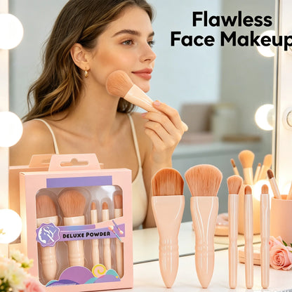 A complete set of 5 makeup brushes.