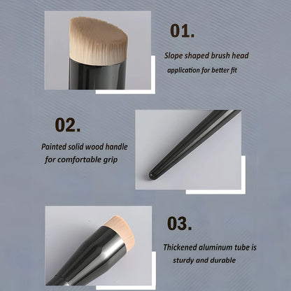 1 Foundation Brush Flat Top Brush, Contour Brush, Angled Blush Brush, Professional Makeup Brush for Blending Liquids, Creams, An