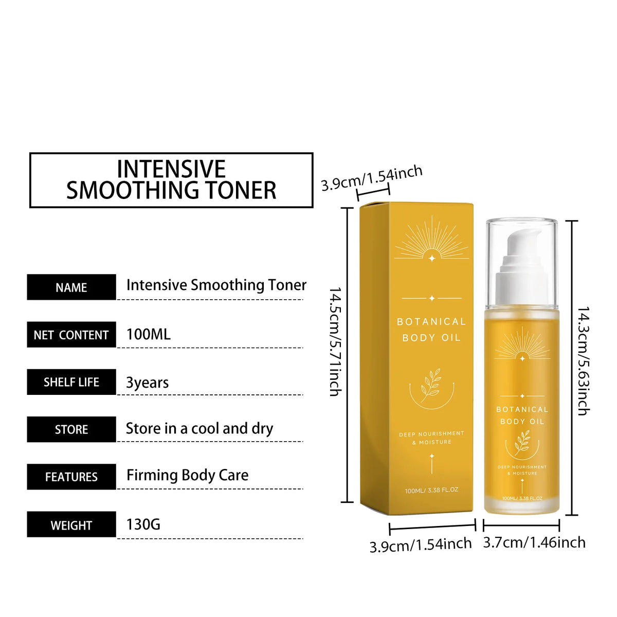 Body Oil Deep Nourishment Moisturizing  Oil Smooth Skin All Season Body Care Non Greasy Fast Absorbing Daily Hydration 100ml