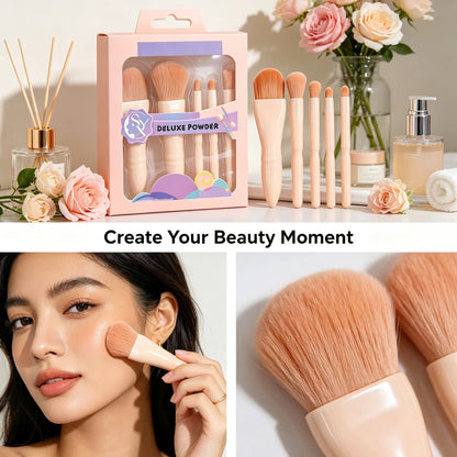 A complete set of 5 makeup brushes.