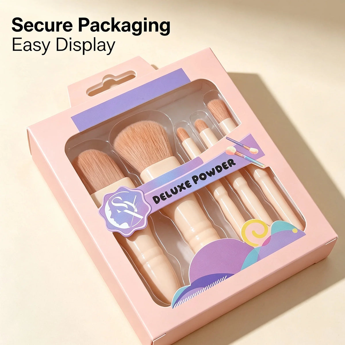 A complete set of 5 makeup brushes.