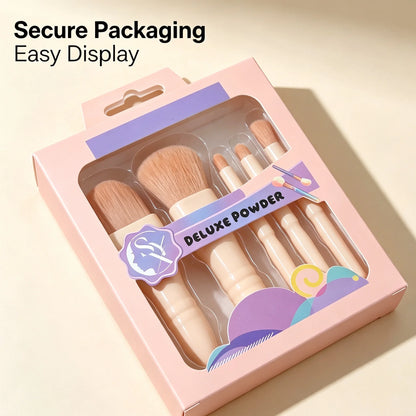 A complete set of 5 makeup brushes.